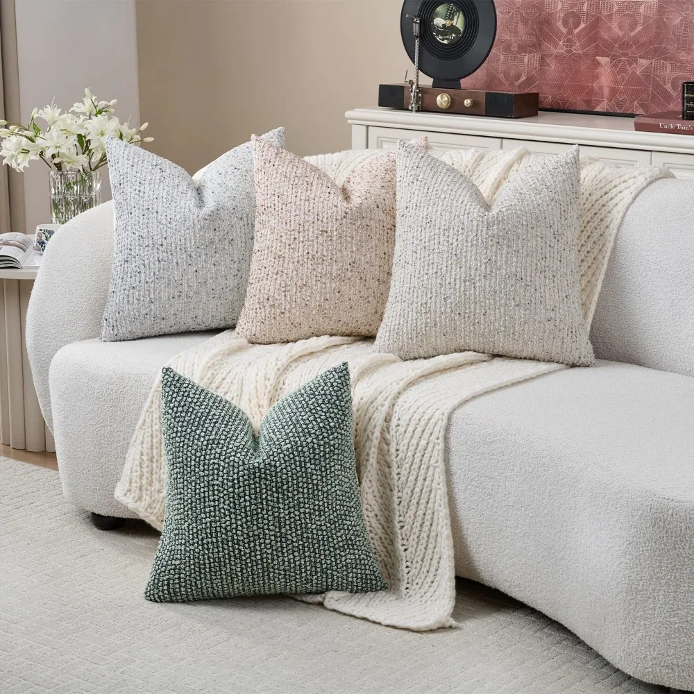 أغطية وسائد مزخرفة باللون البيج، مجموعة من 2، 24 × 24، وسائد أريكة مربعة الشكل مزخرفة لمزرعة بوهو الحديثة #6