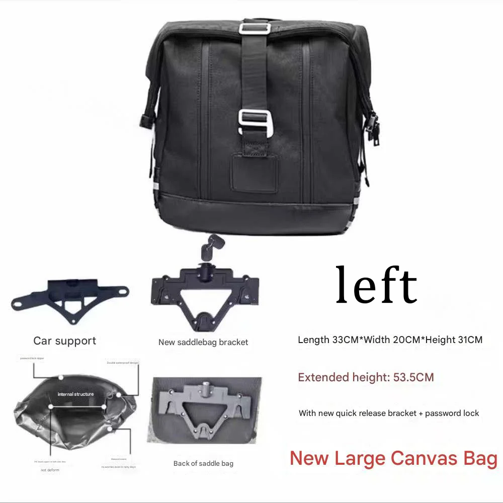 Voor QJMOTOR SRV 600-V2 canvas tas lederen opbergtas quick release zijtas srv 600v2 600v2srv 600V2 SRVSide Tas - afbeelding 1