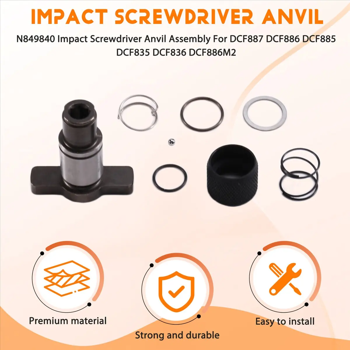 

N849840 Ударная отвертка Наковальня в сборе для DCF887 DCF886 DCF885 DCF835 DCF836 DCF886M2