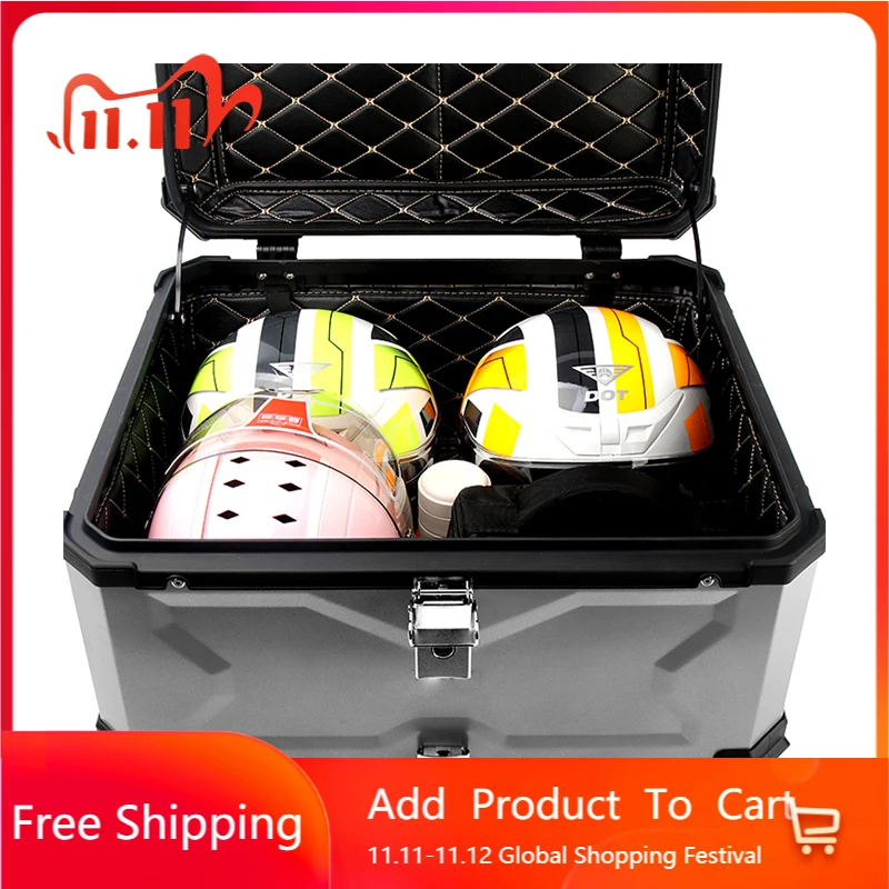 STLF 100L Motorcycle Aluminum Alloy Tail Box Trunk Electric Vehicle Scooter Size Capacity Universal Bottom Shelf