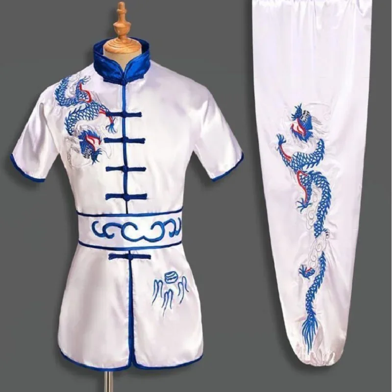 Gran oferta, nuevo estilo chino, traje bordado de dragón Kung Fu para hombres y mujeres, uniforme de Tai chi Wushu, chaqueta deportiva para exteriores, conjuntos de pantalones