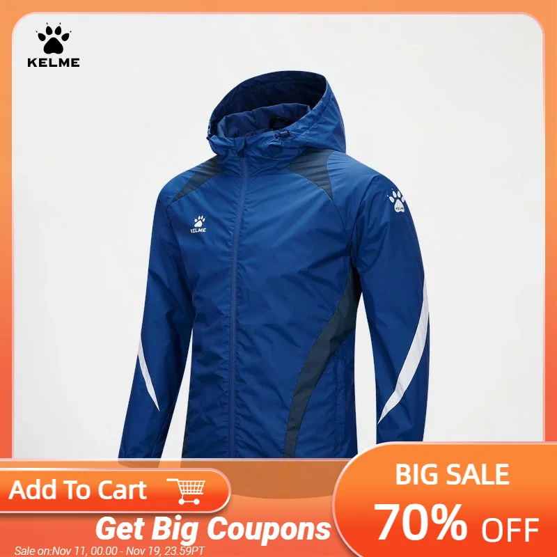 KELME sports windbreaker men's waterproof hooded woven jacket outdoor running windproof waterproof jacket