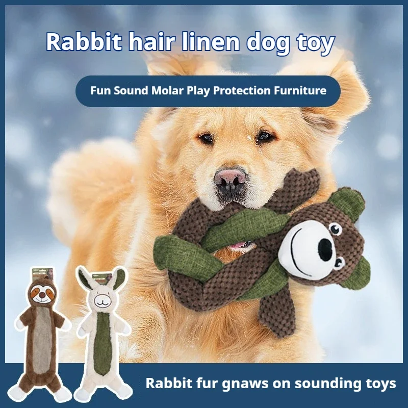 Dog Toys Teething Chewing Vocalizing Toys Rabbit Fluffy Linen Animals Medium and Large Dog Pet Toys