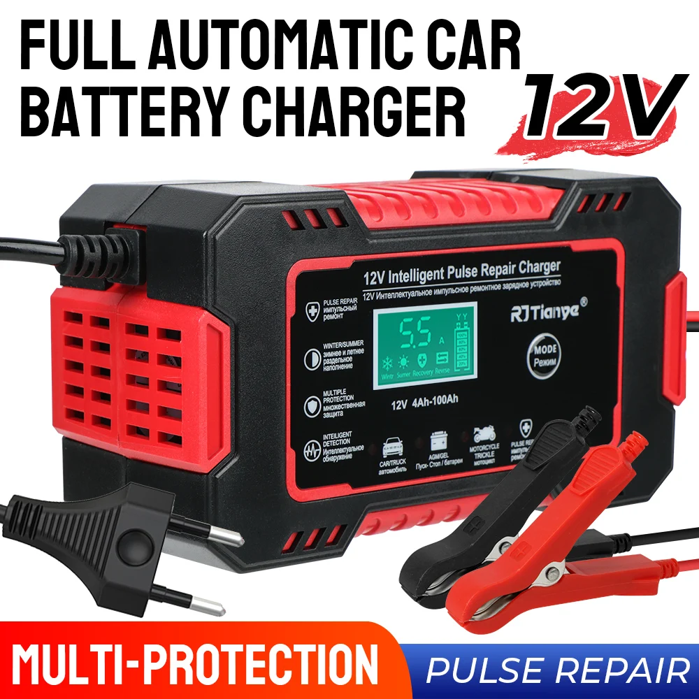 

Quick Charge 12V 6A For Auto Moto Wet Dry Lead Acid AGM Gel Car Battery Charger Power Pulse Repair LCD Display