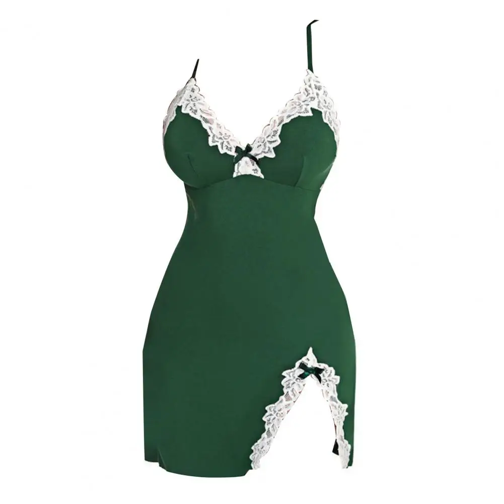 

Комплект трусиков для ночной рубашки 2025 года, комплект трусов для ночной рубашки, элегантная кружевная ночная рубашка, комплект трусиков с регулируемыми бретелями, V-образным вырезом и бантом для