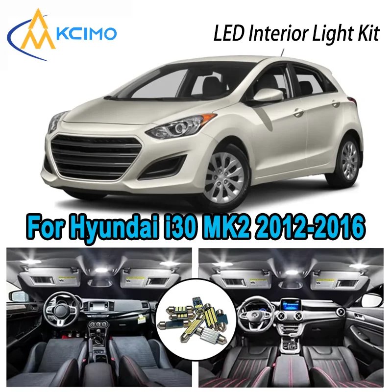 

High-Quality LED Interior Kit for Hyundai i30 MK2 2012-2016 2013 2014 2015 Premium Error-Free Dome Map Trunk Automotive Lamps