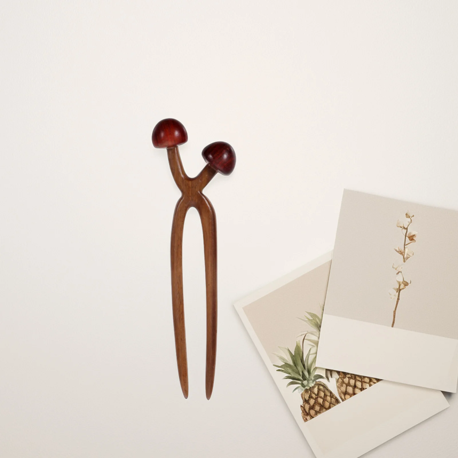 U Shaped Green Sandalwood Wooden Hair Sticks Mushroom Design Vintage Hair Forks For Braiders Hairstyle Accessories Hair