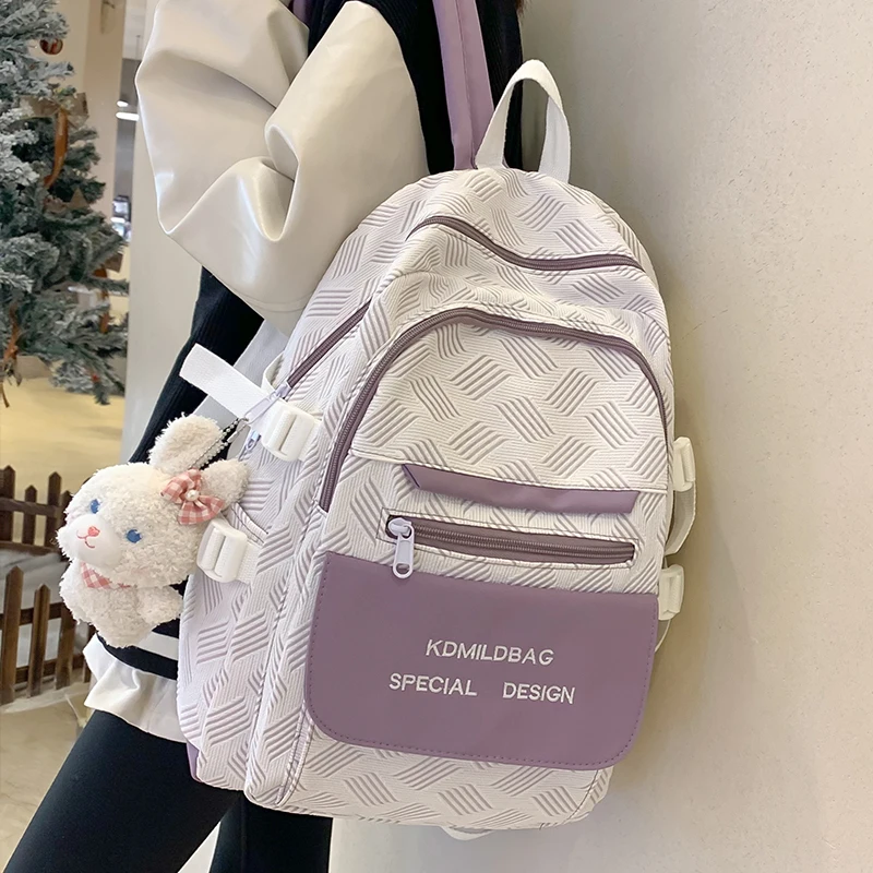 

Британский рюкзак большой вместимости, скандинавский минималистичный модный стиль, персонализированный креативный полосатый легкий дорожный рюкзак на молнии