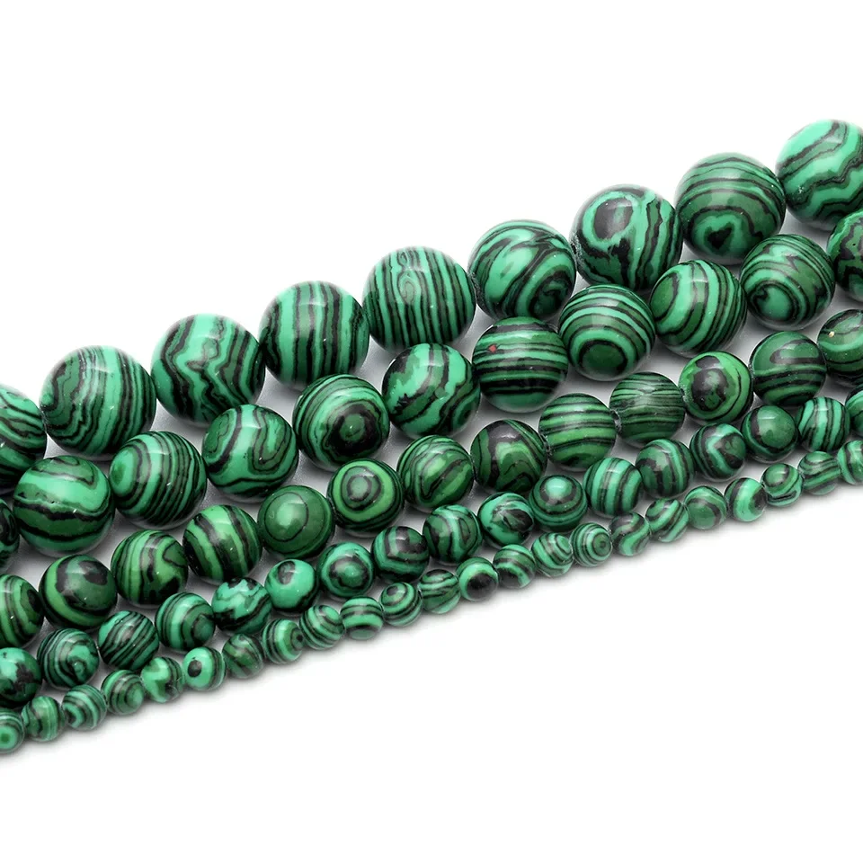 Synthetic Green Malachite Round Loose Stone Beads For DIY Bracelet Necklace Jewelry Accessories 4/6/8/10/12mm DIY Beads