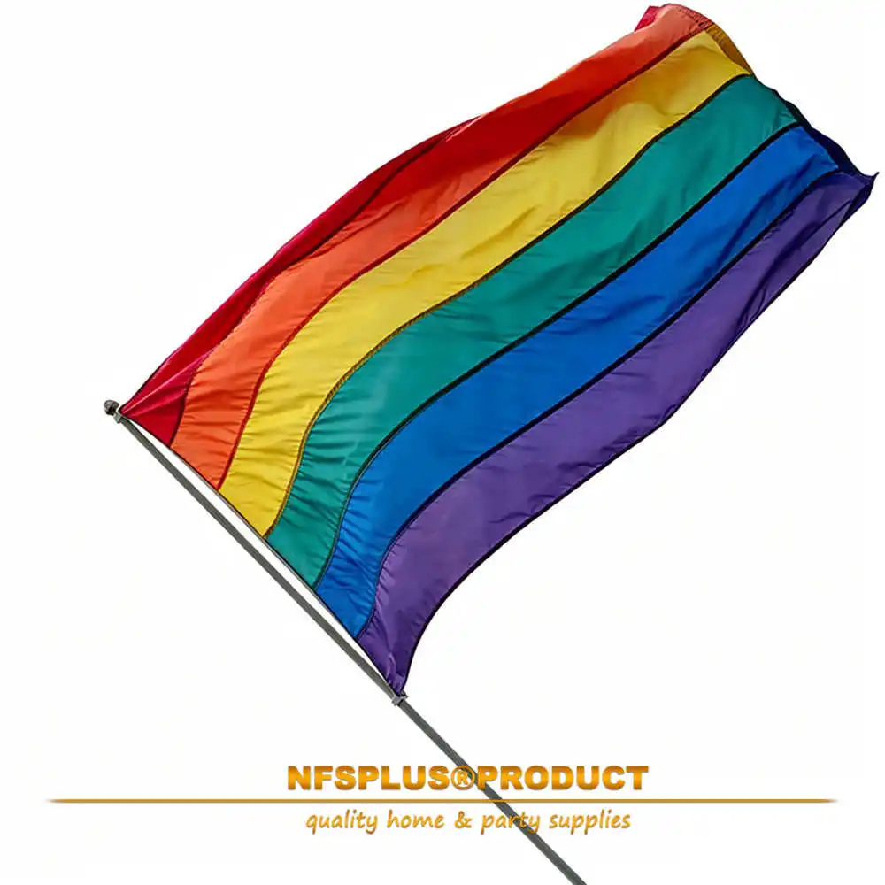 Stitched Rainbow Flag Gay Pride LGBTQ Banner 3x5 Ft Waterproof Heavy-Duty Oxford Brass Grommets Home Garden Decoration Parades