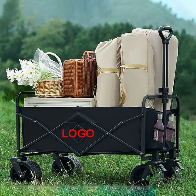 

OEM Aluminium Plastic Folding Wagon Large Capacity Portable Mesh Handcart For Weekend Camping Shopping Tool Storage Quick
