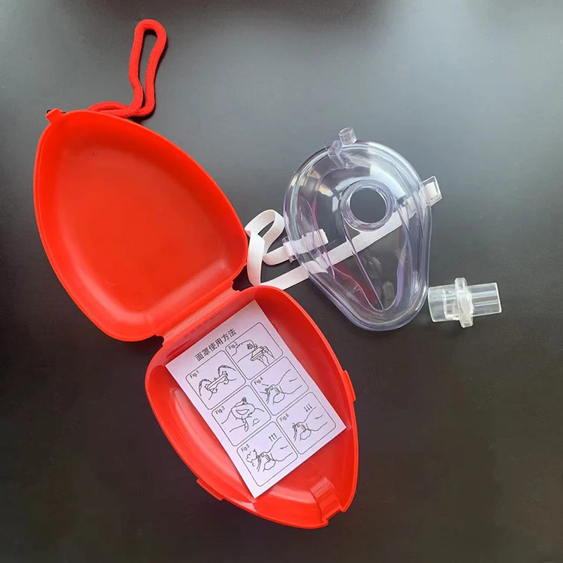 Masque de Valve Respiratoire Unidirectionnelle, Formation aux Premiers Secours, RCP, avec Boîte de Rangement, Fournitures de Premiers Secours, Vaccination Artificielle