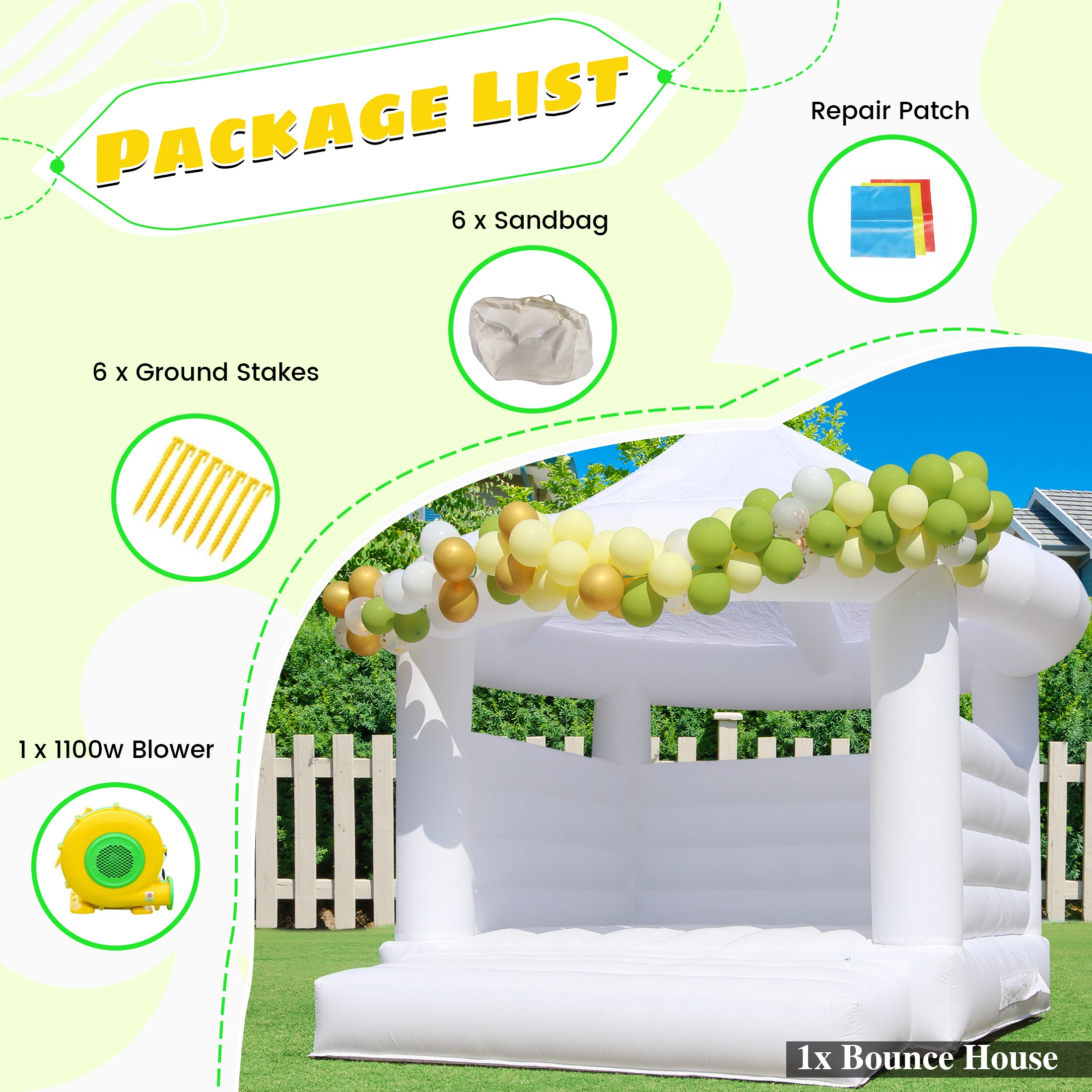 Holiday Birthday Party Commercial white inflatable trampoline castle children's toys children's playground