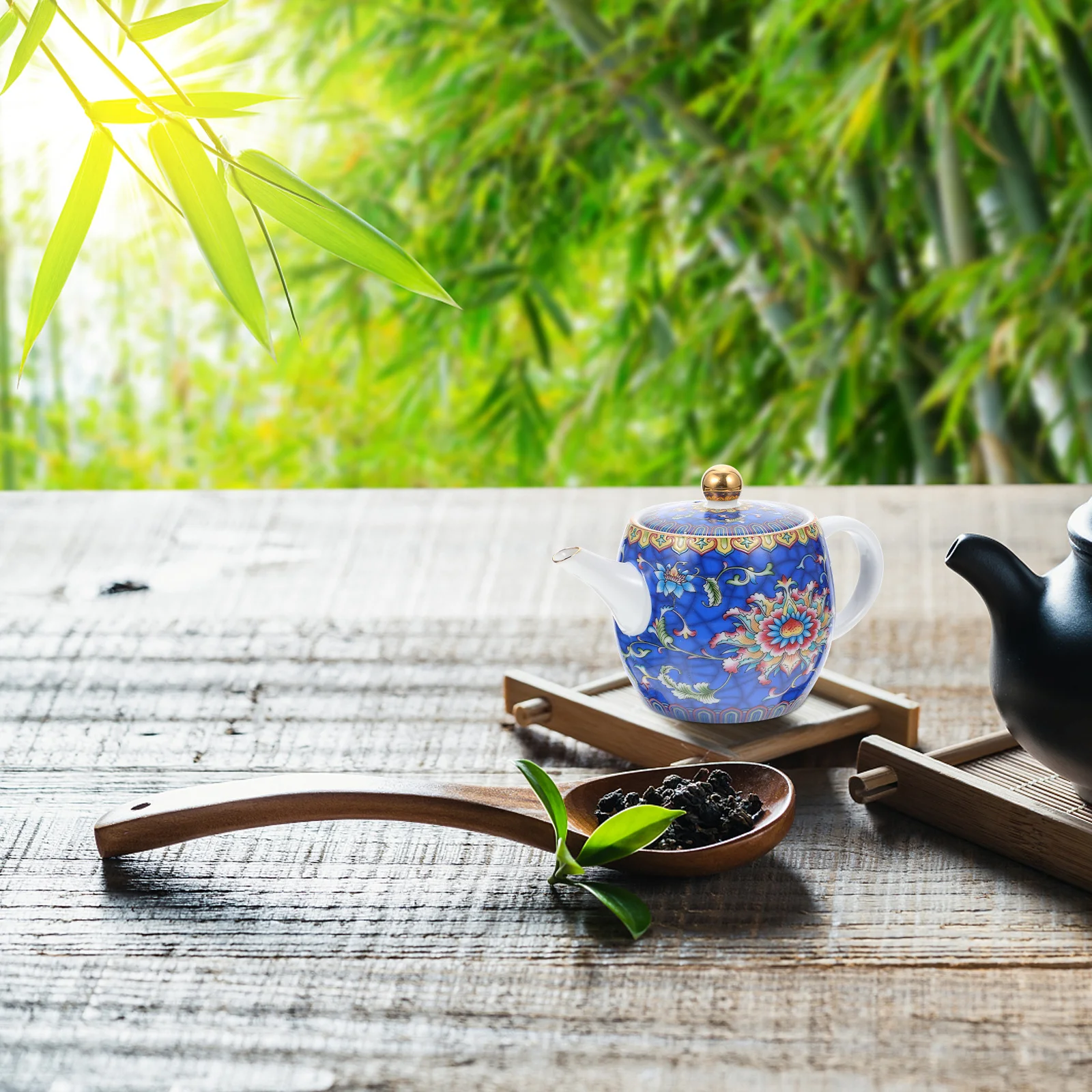 

Enameled Ceramic Teapot Smooth Round Surface Handheld Classic Style Stain Resistant Tea Maker for Living Room Study