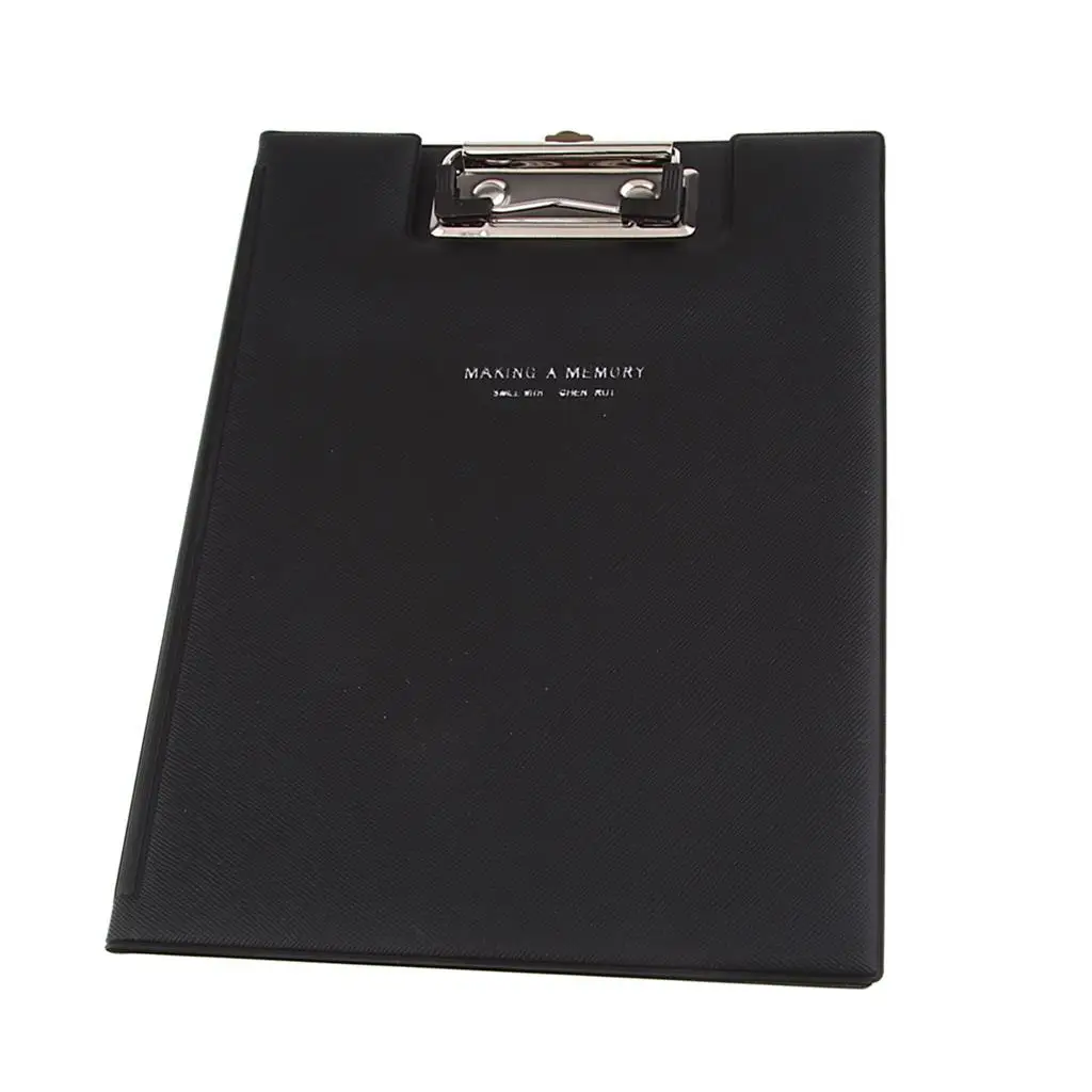 Clipboard for Document Storage, Writing Pad Made of Black PU