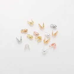 10pcs 3x6mm 14K/18K Plated Gold Brass End Crimp Beads Clasp Connectors Components For DIY Jewelry Finding Making Accessories
