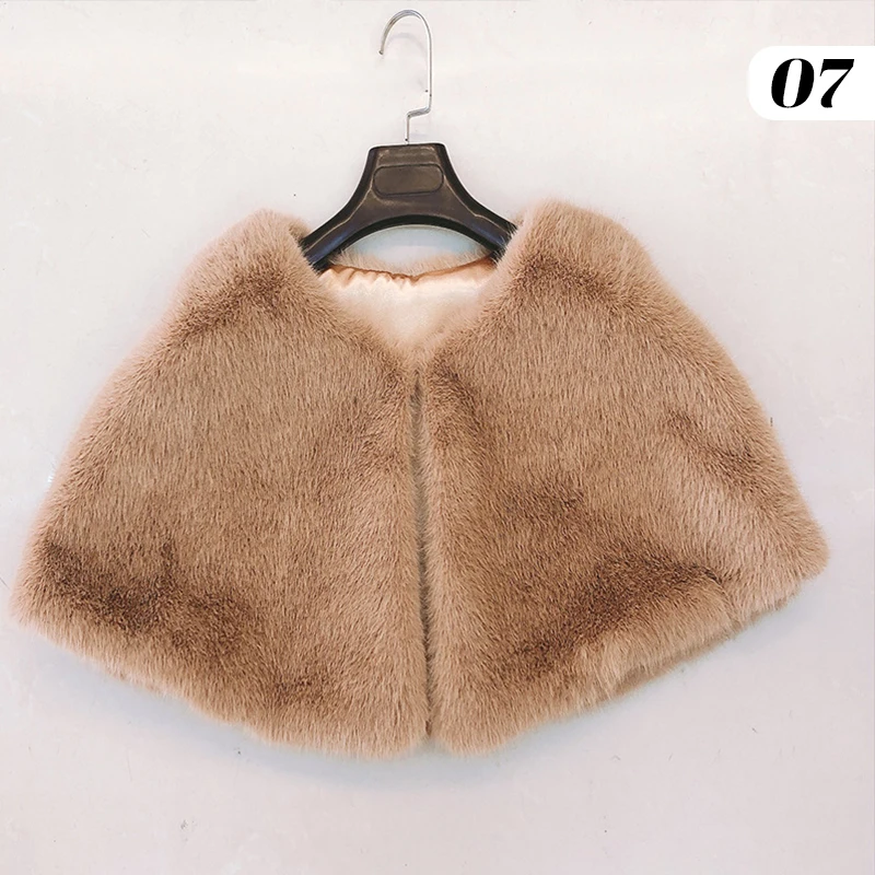 ผู้หญิงฤดูหนาว Faux FUR Shawl Elegant เจ้าสาวงานแต่งงานผ้าคลุมไหล่ Shrug ขนสัตว์เทียม Cape เสื้อคลุมเจ้าสาว Plush Shawl Wrap