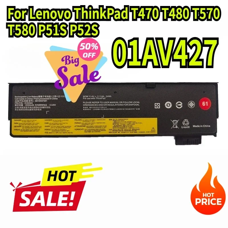 

Новый аккумулятор для ноутбука 01AV427 72 Втч для Lenovo ThinkPad T470 T480 T570 T580 P51S P52S 01AV428 01AV492 01AV423 SB10K