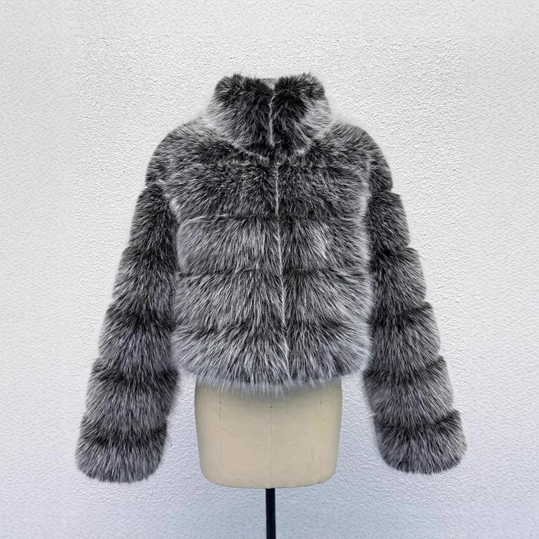 

Faux Fur Women Coats Jackets Stand Collar Short Coat Thick Warm Y2k Streetwear Jacket Work Outerwear Autumn Winter 2025