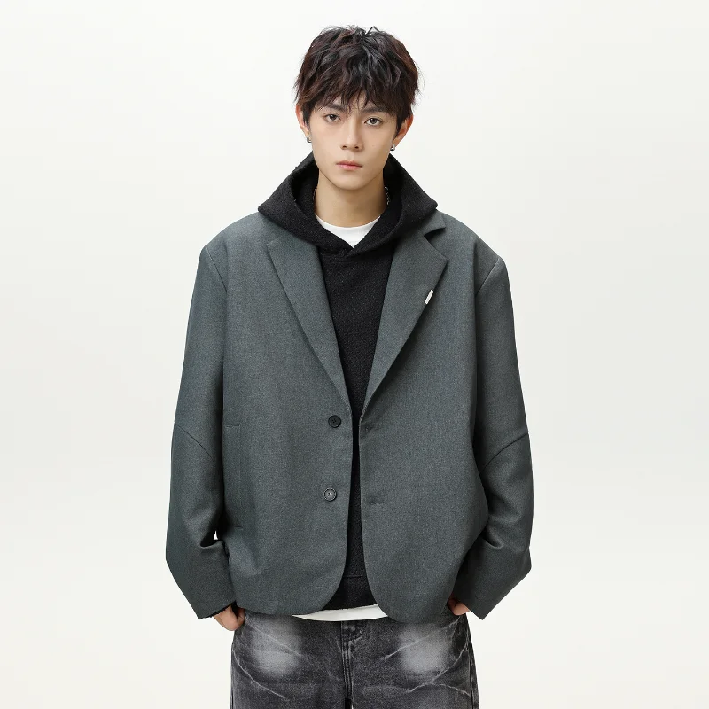 

2026 Autumn New Fashion Brand Men's Spliced Design Blazer American Retro Loose Fit High-end Casual Suit Jacket Outerwear