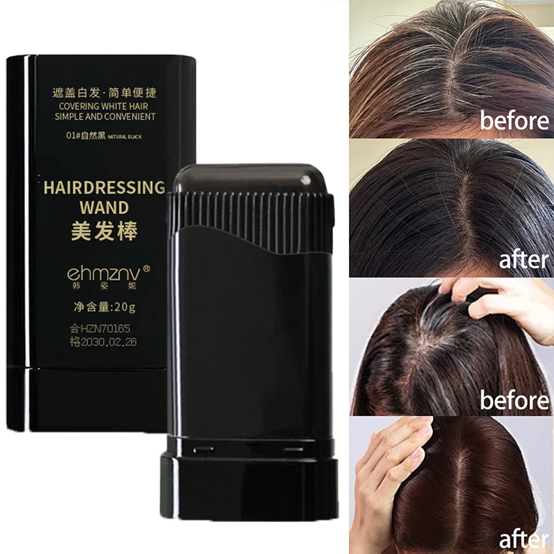 Hair Dye Stick with Comb 2 in1 Temporary Hair Coloring Covered White Hairs Long Lasting Hairline Pen Washable Black Brown Coffee