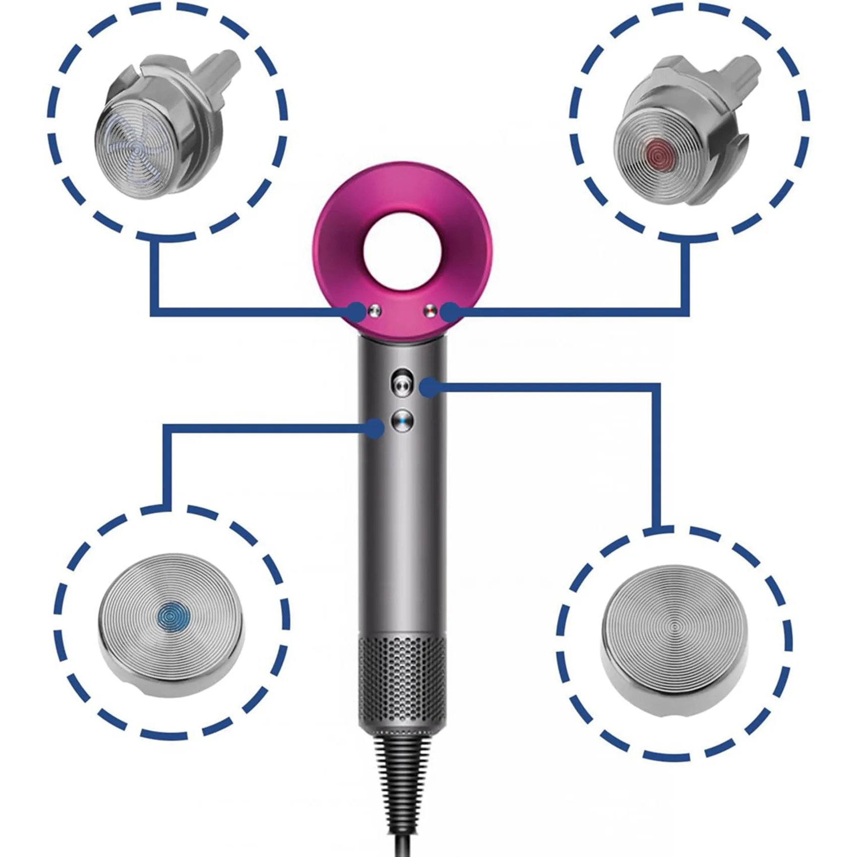 【Electronic-Accessories】3X Hair Dryer Switch Button Control Buttons Cool Air Button Replacement For Dyson Hair Dryer HD01 HD02 H