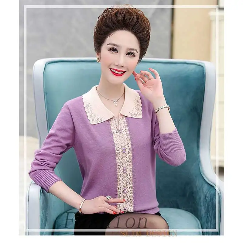 

Women Clothing Autumn Winter Fashion Simplicity Button Color Blocking Knitting Female All-match Appear Thin Sweater Pullovers To