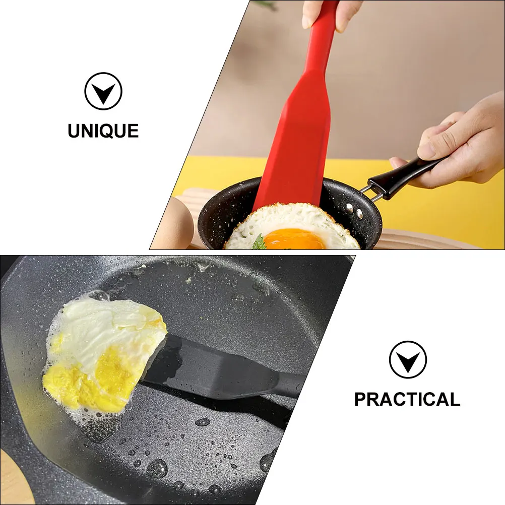 

2 Pcs Silicone Spatula Black Red Reusable Wok Fish Pan Kitchen Accessories Cooking Tools Small Nonstick Baking Fry