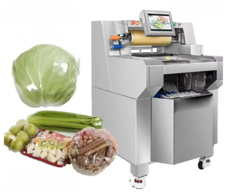 Cling Film Wrapping Machine Food Tray Wrap Equipment for Supermarket Meat Vegetable Packaging