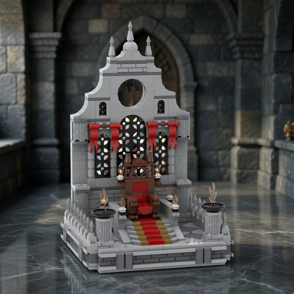 

MOC Gothic Vampire Lord Throne Room Building Blocks Model Medieval Dark Castle Chamber Bricks Fantasy DIY Toy Collection