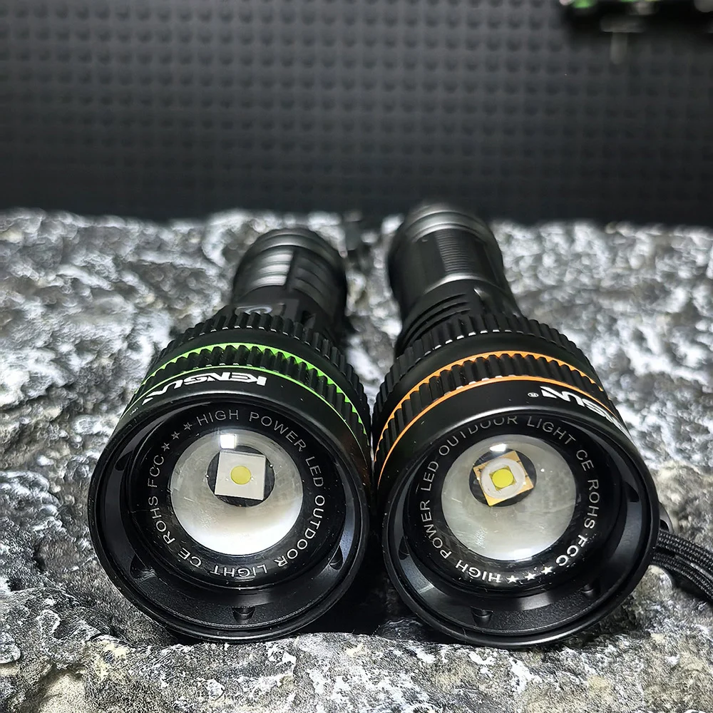KENSUN Ultra Powerful Spotlight Long Range Wick LED Flashlight  Power Display Tactical Camping Adventure Torch For Camping