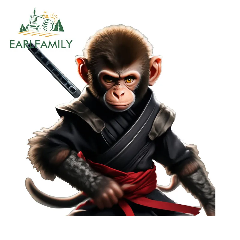 

EARLFAMILY 13cm Gorilla Samurai Half Body Car Stickers Luggage Helmet Windows JDM Decals Personality Scratch-Proof Car Styling
