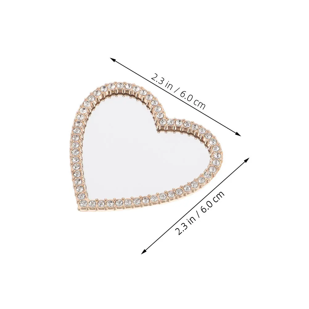10 stuks draagbare mini strass hartvormige compacte spiegel zak make-up spiegel telefoonhoes charme kleine spiegels
