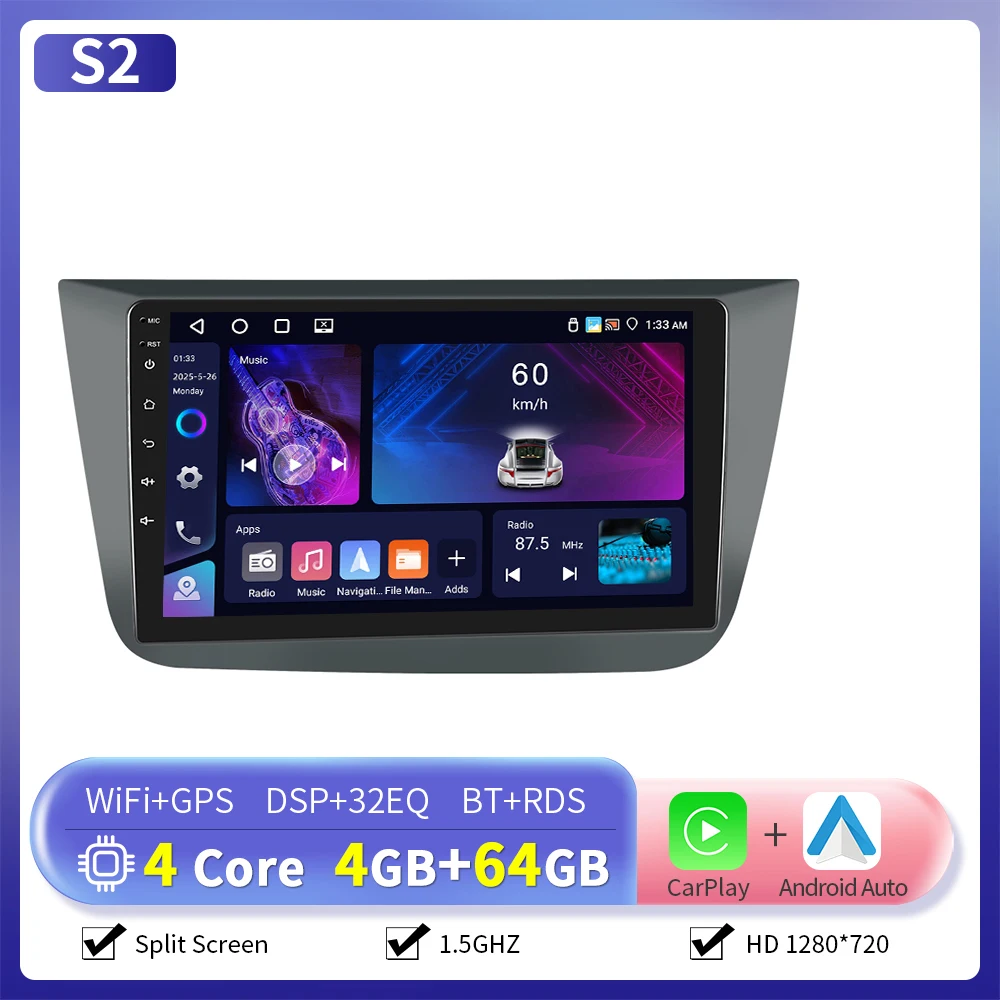 Camecho 6 + 128G 8Core Draadloze CarPlay Andorid Auto Radio Voor SEAT ALTEA 2004-2016 (LHD) GPS Stereo 4G WiFi Multimedia Speler