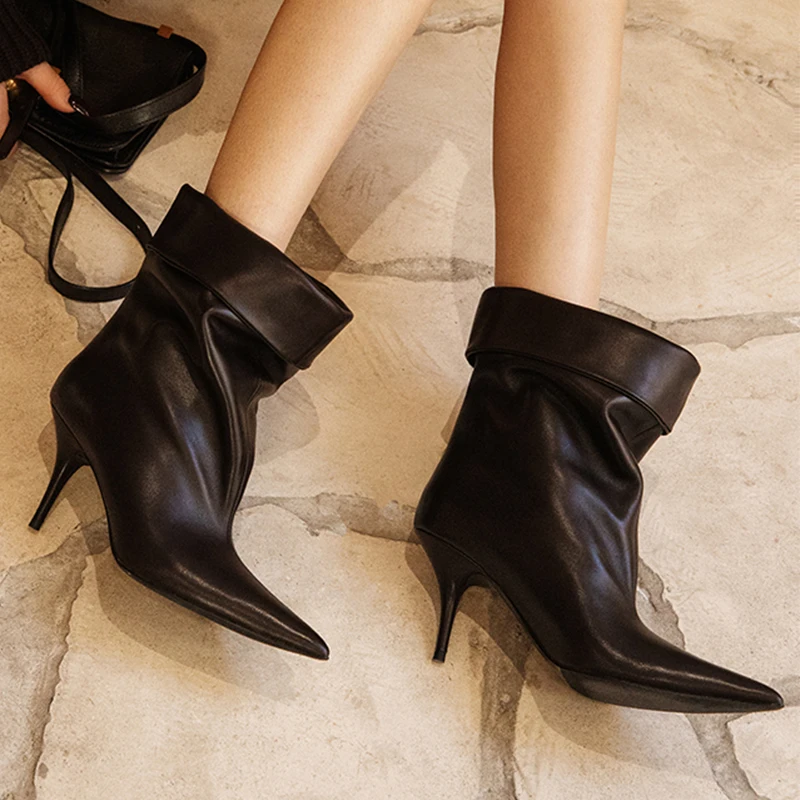 مصمم أشار تو الأحذية النسائية مثير عالية الكعب أحذية الشتاء تشيلسي أحذية امرأة 2025 جديد فستان الحفلات مضخات Mujer قصيرة بوتاس #3
