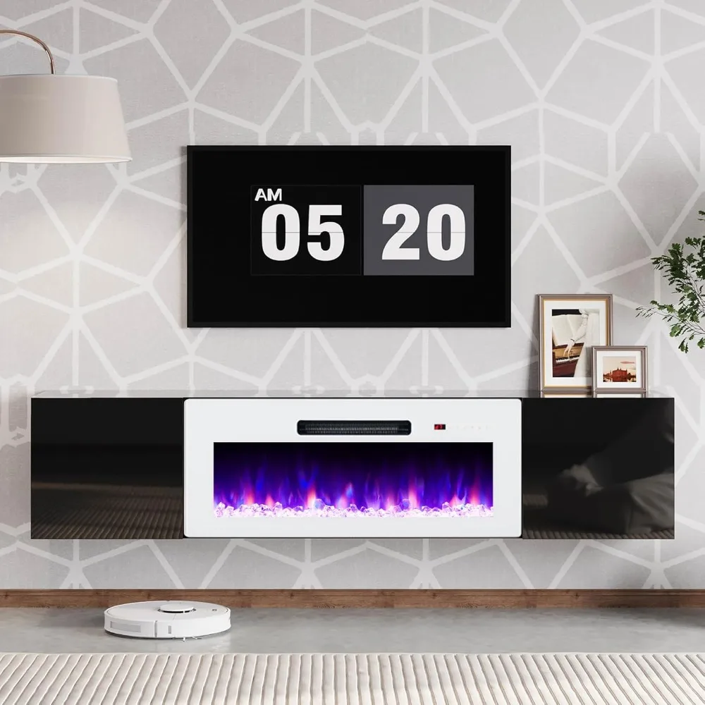 

Wall-Mounted Electric Fireplace Entertainment Center with 36 TV Stand and Storage by