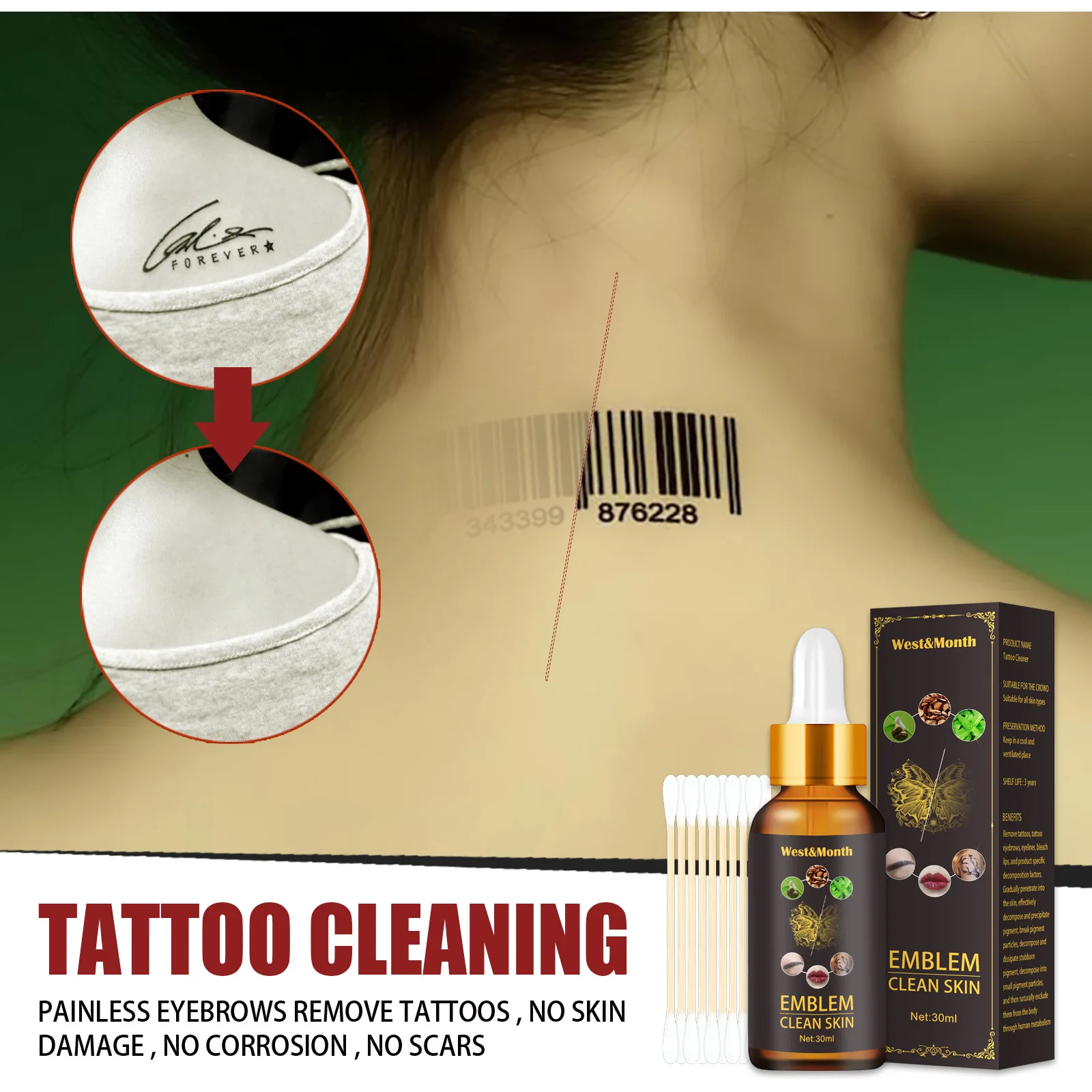 Líquido de limpieza para tatuajes, tatuajes multifuncionales, cejas, bordado, pegatinas para cejas, pigmentos, agente de lavado rápido, aceite removedor