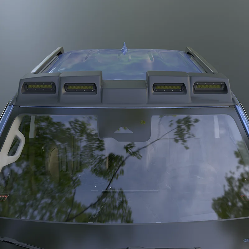 For BYD Shark 6 Roof Rack Wind Deflector With 4 LED Pod Lights Driving Light Auxiliary Spotlight Pickup Car Mod Accessories