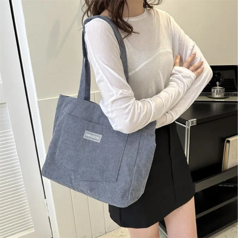 Damen-Cord-Tragetasche, Lässige Große Mode-Unterarmtasche für Ausgehzwecke, Minimalistische Handtaschen Schultertasche – Detail 17