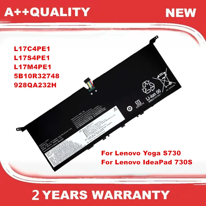 

L17C4PE1 Laptop Battery For Lenovo Yoga S730 13 13IWL For IdeaPad 730S-13IWL L17S4PE1 L17M4PE1 5B10R32748 928QA232H