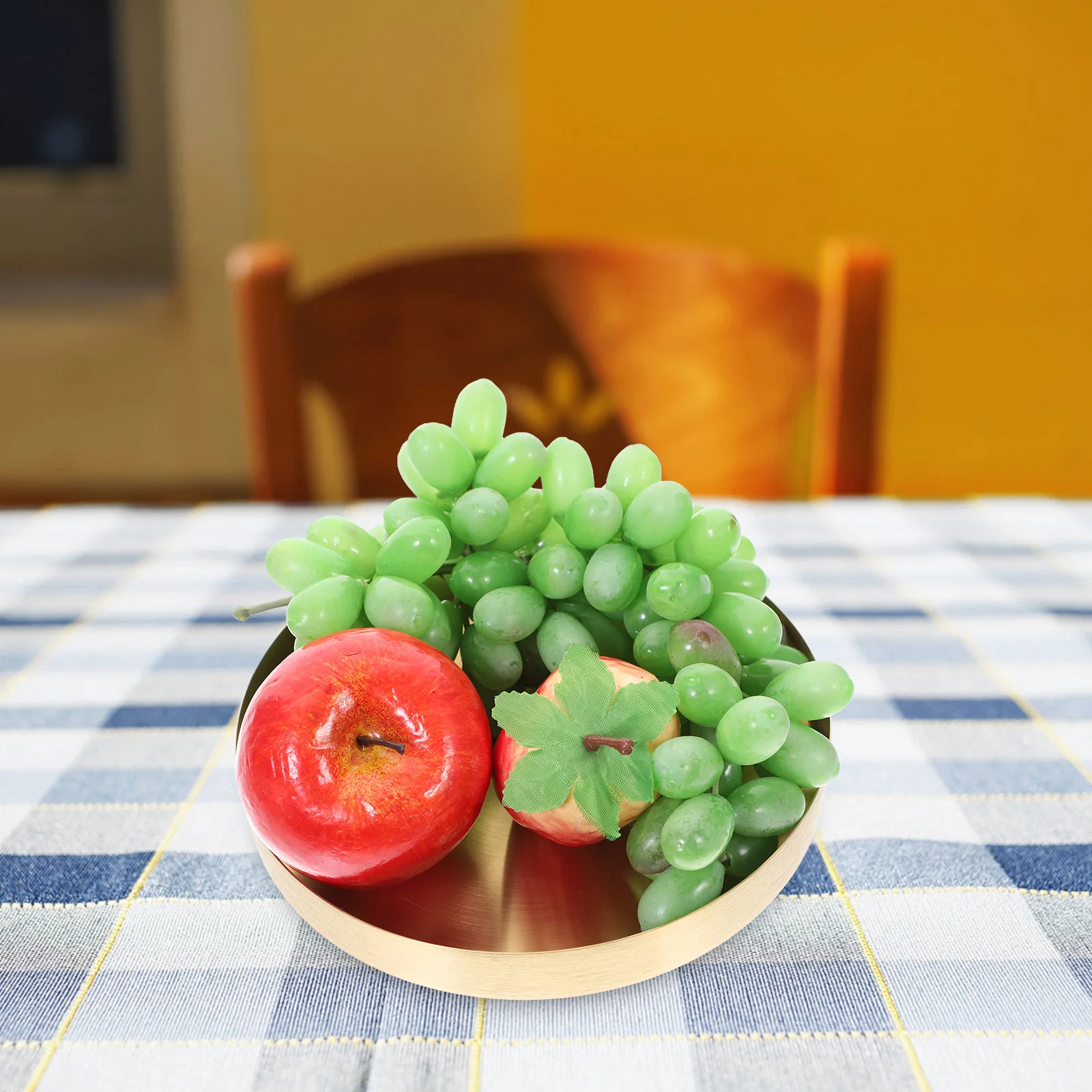 

Stainless Steel Round Serving Tray Decorative Storage Dish Jewelry Display Organizer Plate Multifunctional Food Dessert Fruit