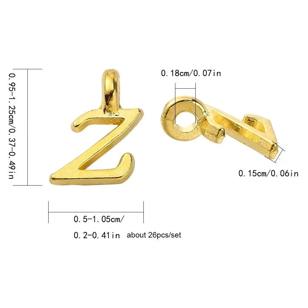 26 stks/pak Letter Charms DIY Hanger, Legering Antiek Zilverachtige Engelse Letters A-Z Charms Hanger, Voor DIY Sieraden Maken, Oorbel