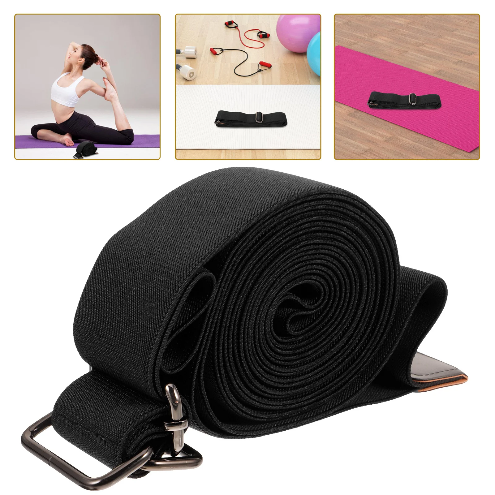 

Yoga Stretch Strap Black 2.5M Non-Elastic Resistance Band For Flexibility Training Exercise Posture Correction