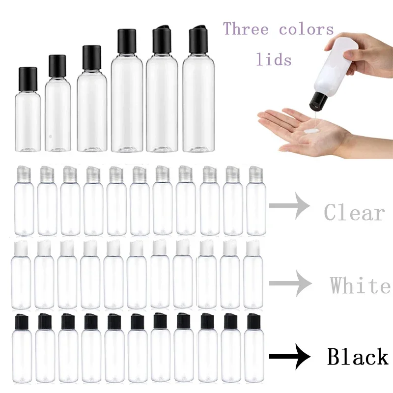 

30Pcs 30-100ml Clear Plastic Squeeze Bottle With Dome Flip Cap Empty Refillable Travel Lotion Container For Cream Shampoo Liquid