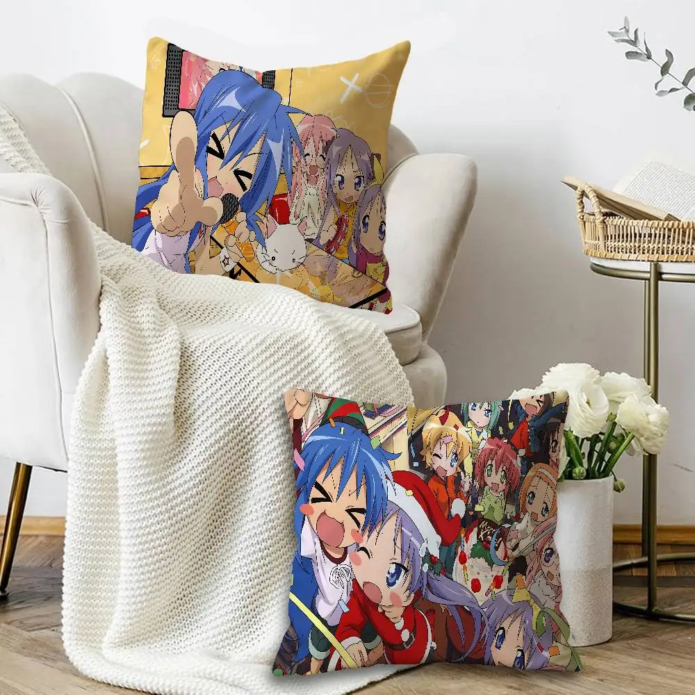 Anime Lucky Star Cushion Cover Inches Farmhouse Decor Home Throw Pillow Covers for Couch Decorations
