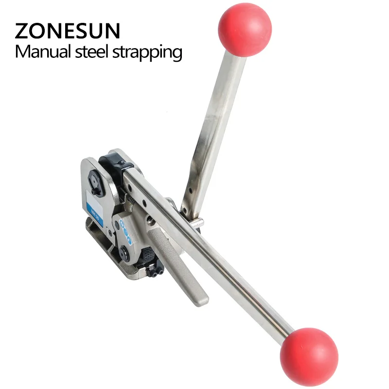 ZONESUN-Machine à Cercler les Courroies en Acier, Manuelle, Outil de Cerclage Sans Soudure, Largeur 16/19mm, Épaisseur 0.55-0.75mm