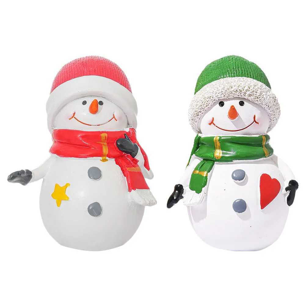 

2Pcs Resin Snowman Ornaments Small Christmas Figurines Set Festive Indoor Decor for Shelves Mantelpieces Micro Landscape Garden