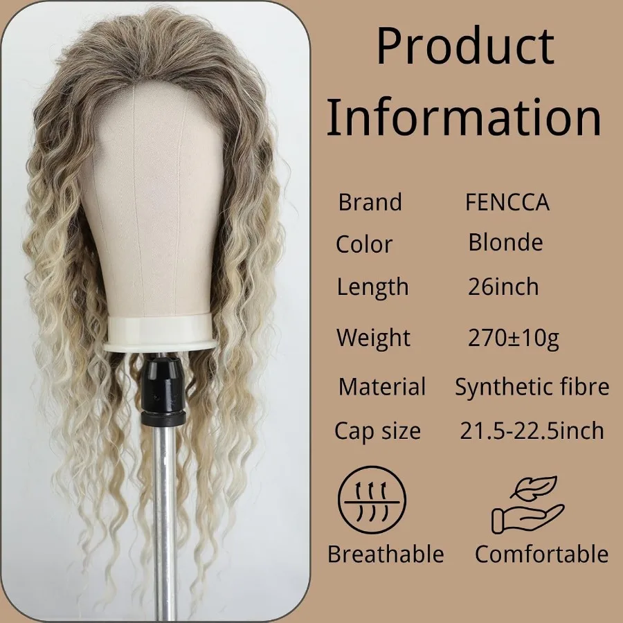 باروكة صناعية مموجة خفيفة الوزن مع طبقات أشقر طويل مجعد للنساء، شعر مستعار بديل بلون طبيعي من أجل Everyd