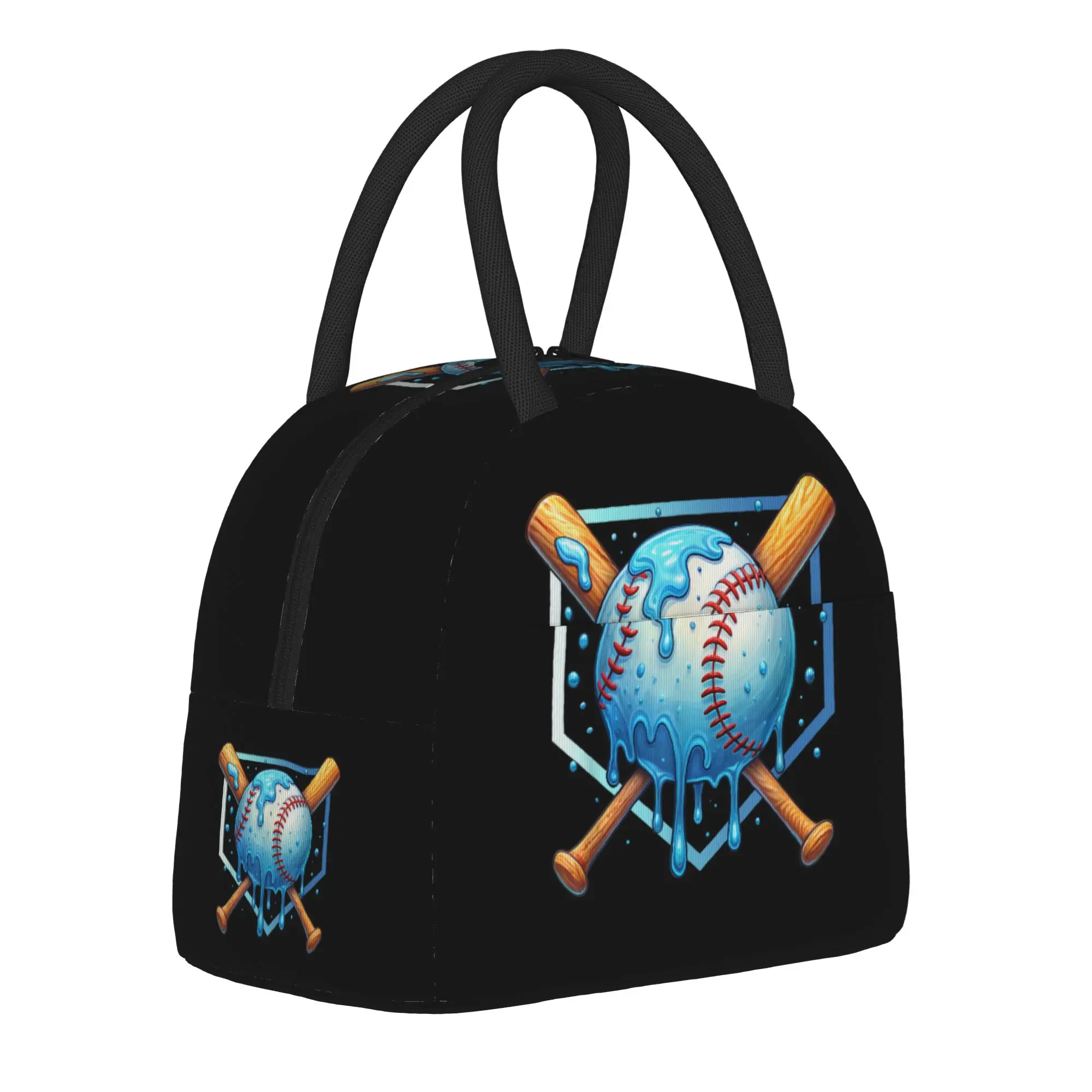 Baseball Bat Ice Cream Watercolor  Insulated Lunch Bag Cooler Bag Meal Container  Large Tote Lunch Box Food Bag School  Outdoor
