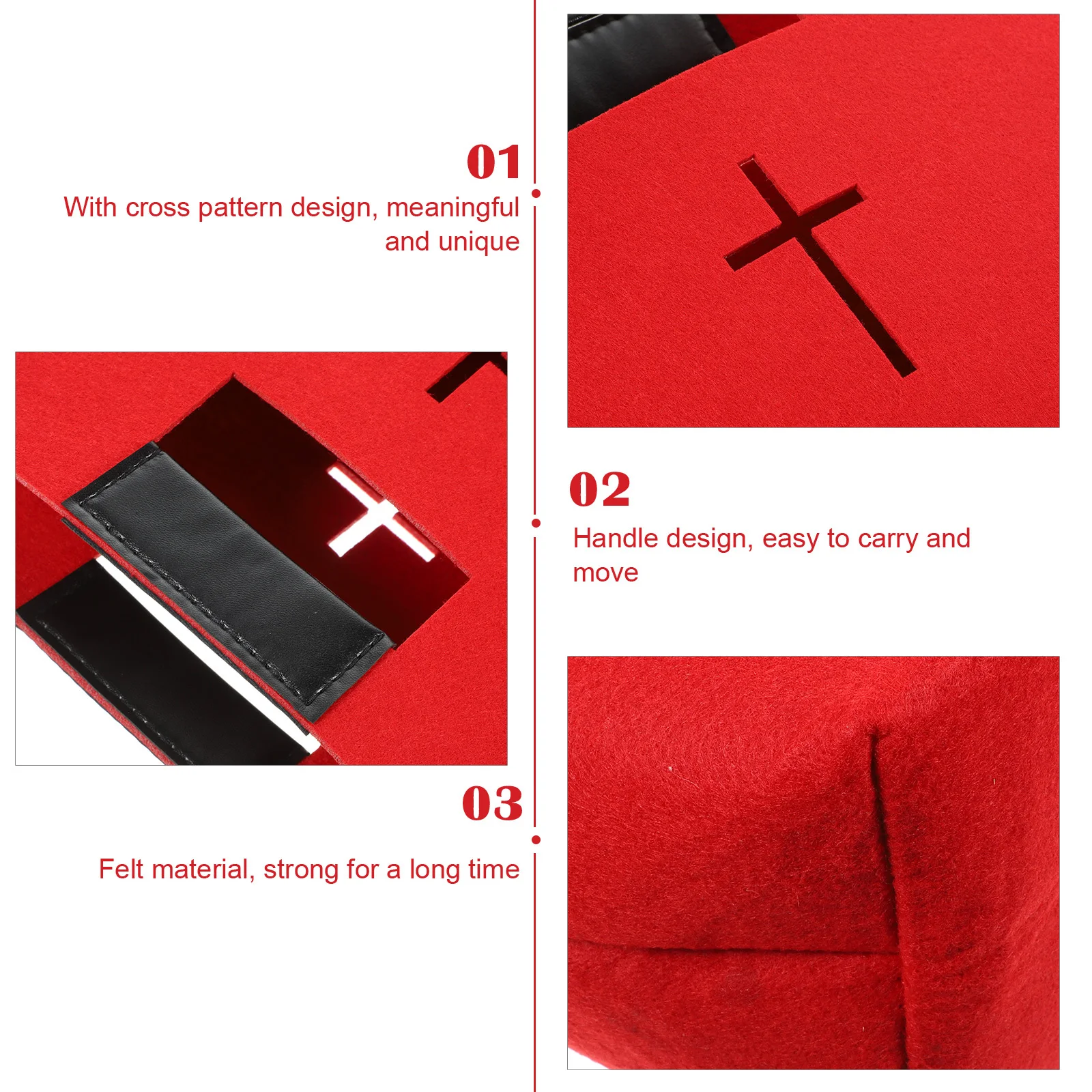 

1pc Bible Tote Bag Large Capacity Cross Design Felt Handbag For Church Study Grocery Shopping Bible Carrying Case